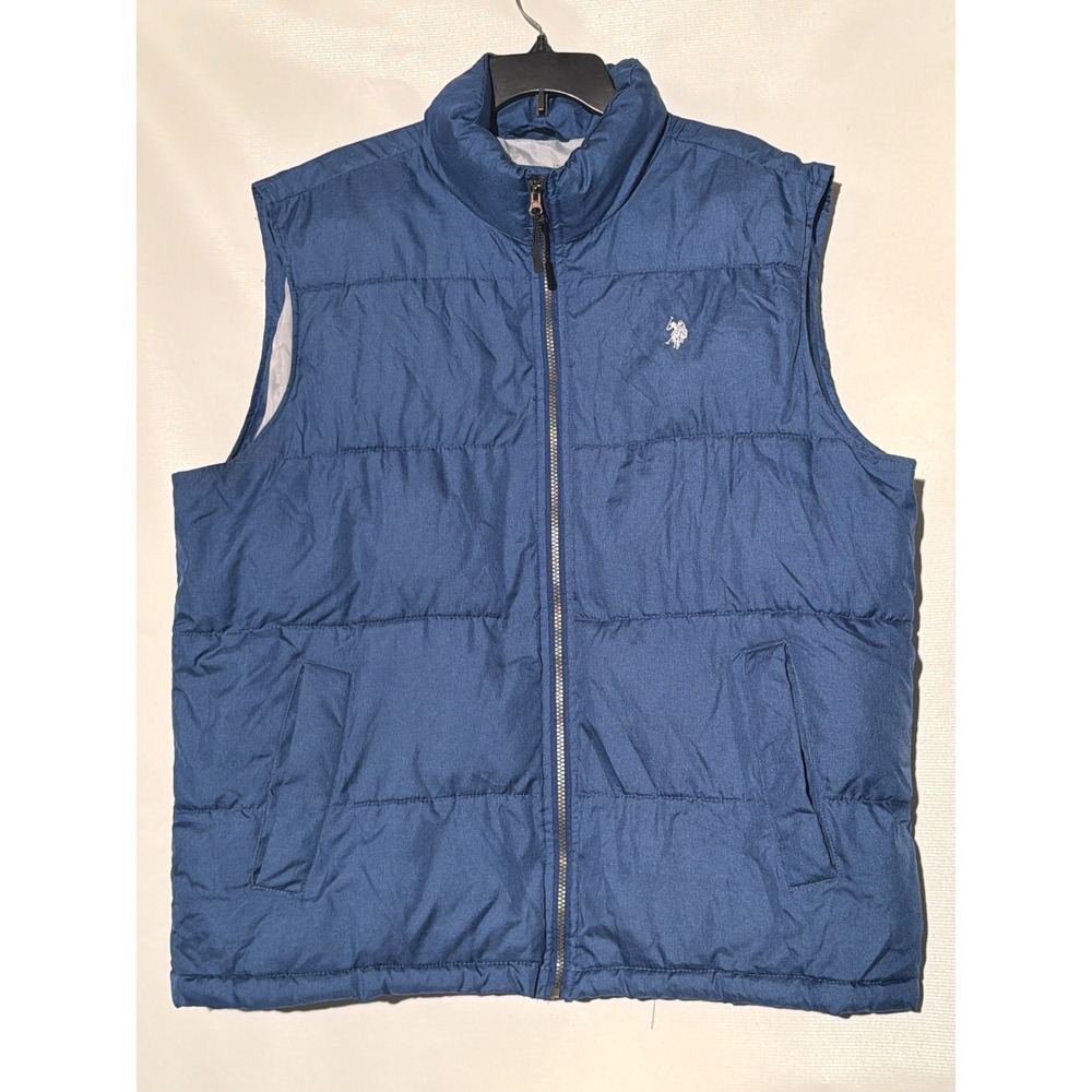 U.S. Polo Assn. Men's Puffer Vest XL Navy Blue Quilted Full Zip Jacket